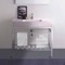 Modern Console Sink Vanity, Pink Ceramic Sink, 32